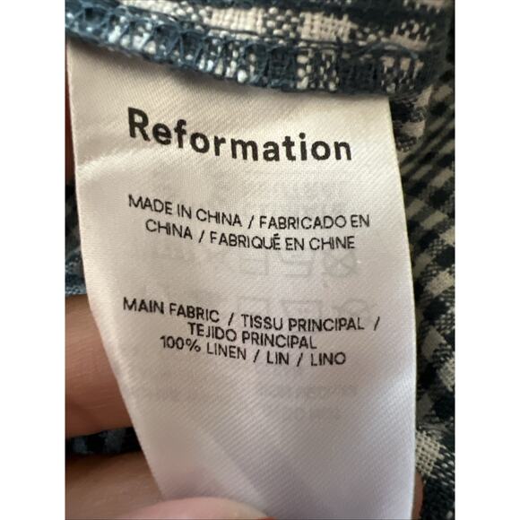 Reformation Small Tavi Gingham Checkered Linen Midi Dress Cottagecore Boho Ae22 - Picture 6 of 8